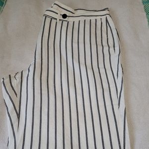 Sz 24 linen/rayon white and navy stripe women's pants